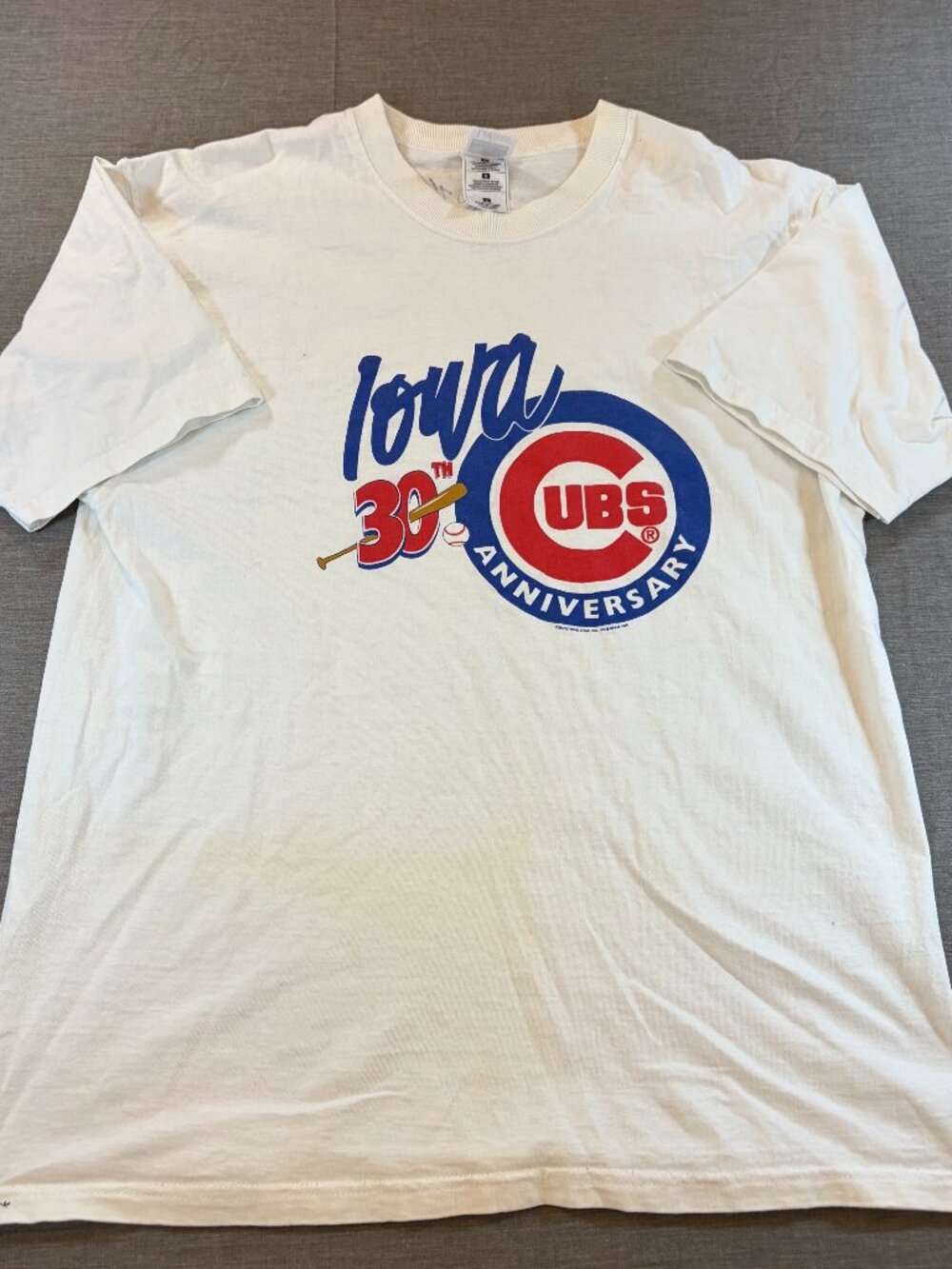 Vintage Iowa Cubs 30th Anniversary 90s Tee Team Signed Sz L Fruit of the Loom